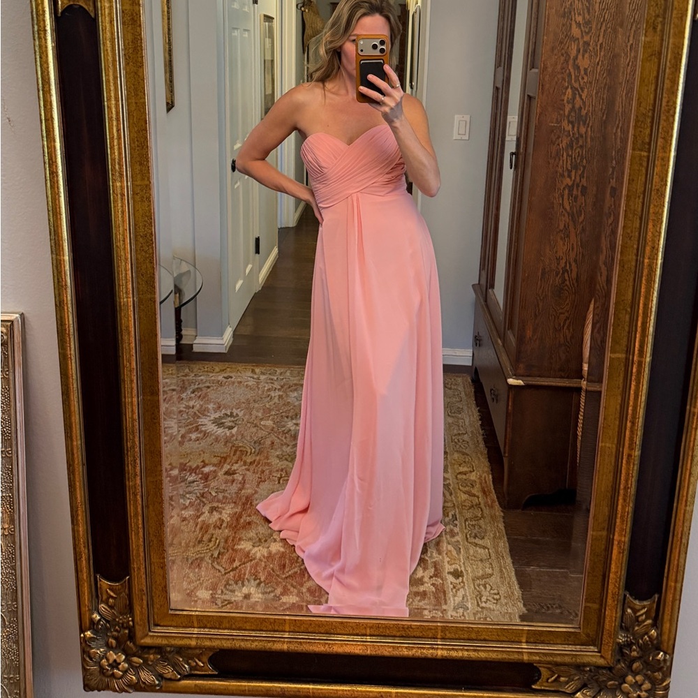 Allure Bridals Strapless Sweetheart Chiffon Gown in Blush Pink
